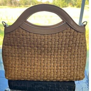 Fossil Small Weave Pattern Leather Trim Bag (missing strap)